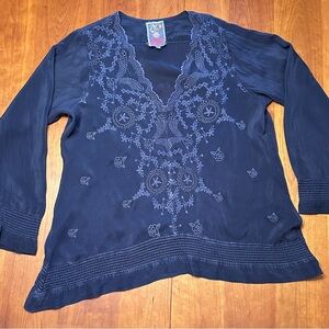 Johnny Was -used dark blue - black XL blouse tunic